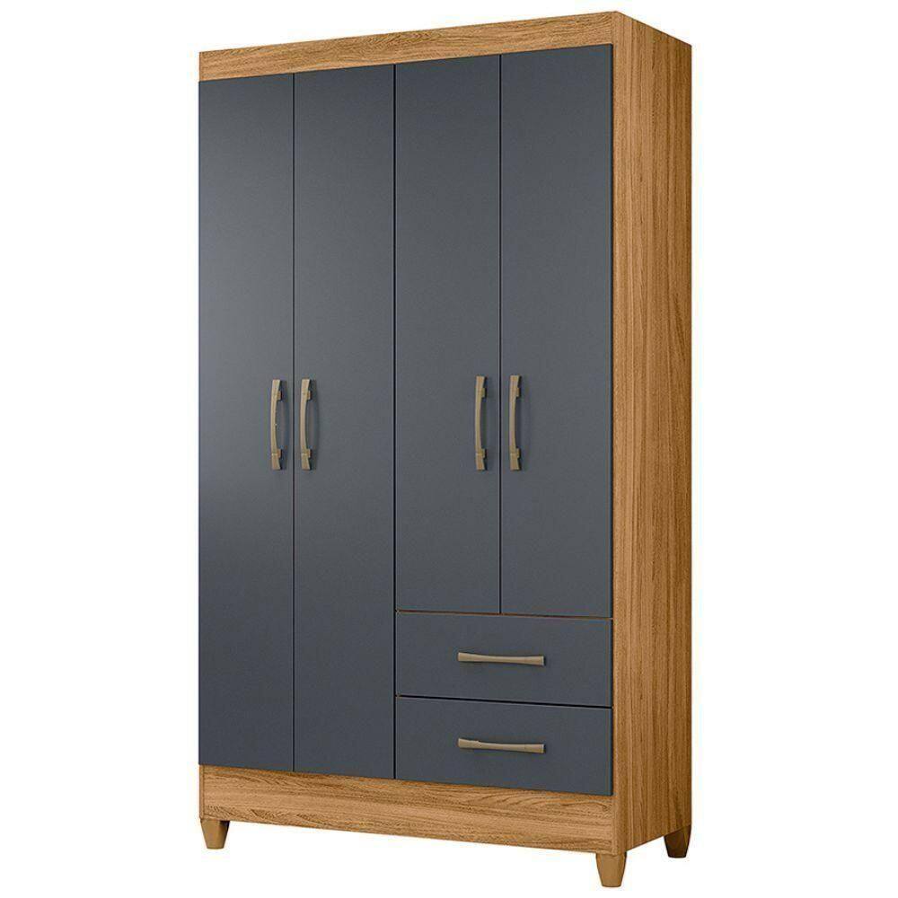 Guarda Roupa Solteiro Chile 4p 103 Cm Freijo Cinza Moval