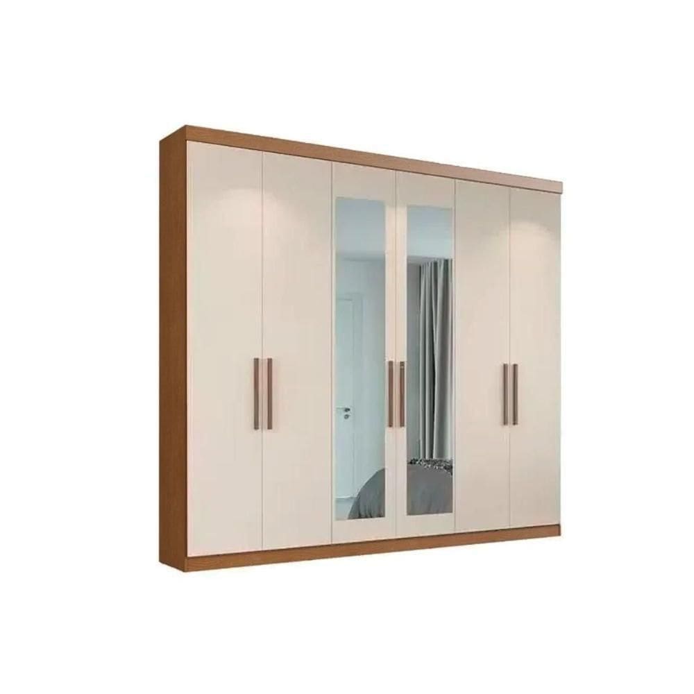Guarda Roupa 6 Portas (2 C/ Espelho) E 2 Gavetas Ph1707 Carvalho Vermontt/off White - Herval