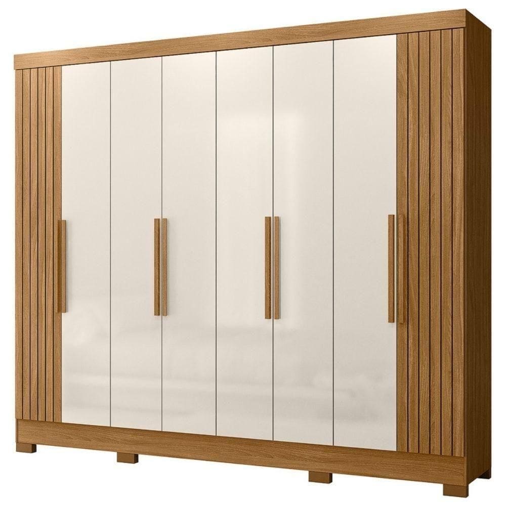 Guarda Roupa Casal 6p 236 Cm Diplomata Freijo Off White Friso Moval