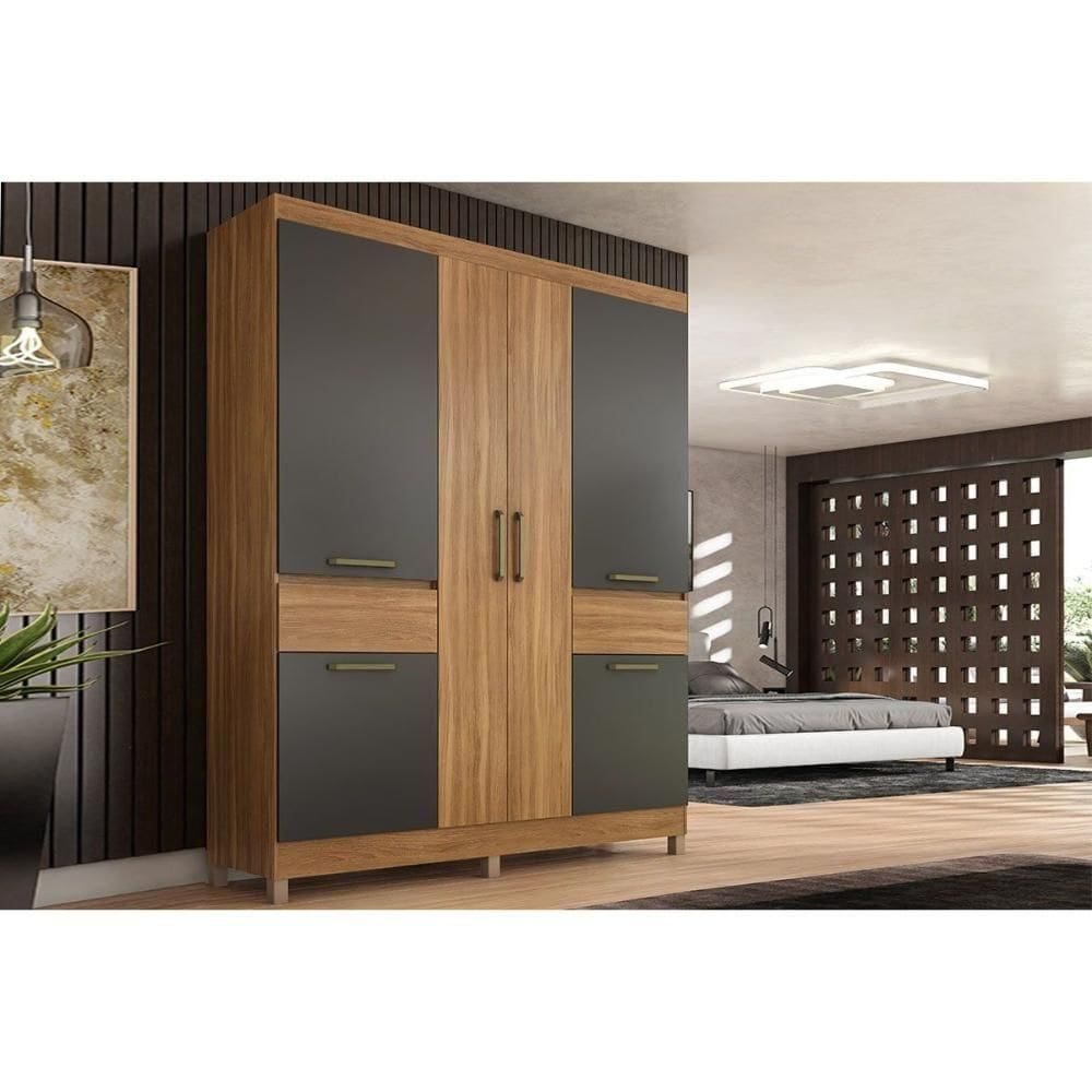 Guarda Roupa 6 Portas E 2 Gavetas Mauá Amendola/grafito Prime Tx - Demóbile