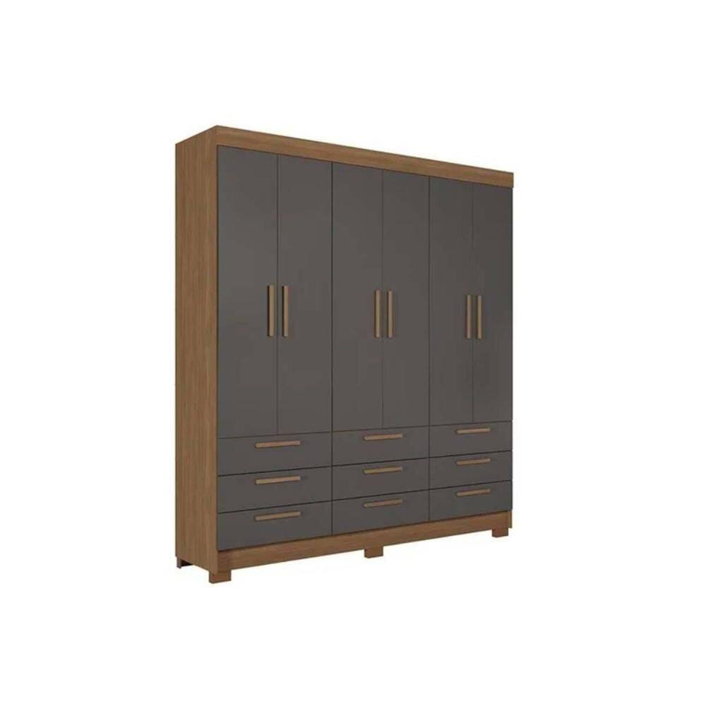 Guarda Roupa Casal 6 Portas E 9 Gavetas C/ Pés Colombo 6.9 Jatobá/grafite - Santos Andirá