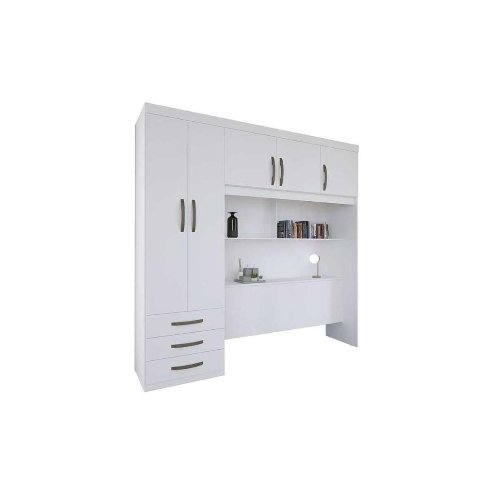 Guarda Roupa Casal 5 Portas E 3 Gavetas C/ Cama Ph 1801 Branco - Herval