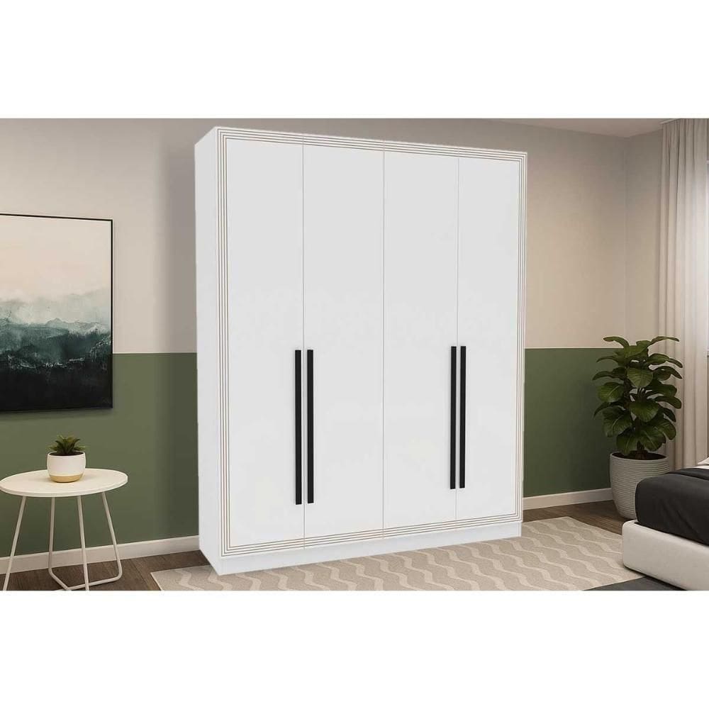 Guarda Roupa 4 Portas E 4 Gavetas Valência Branco - Politorno
