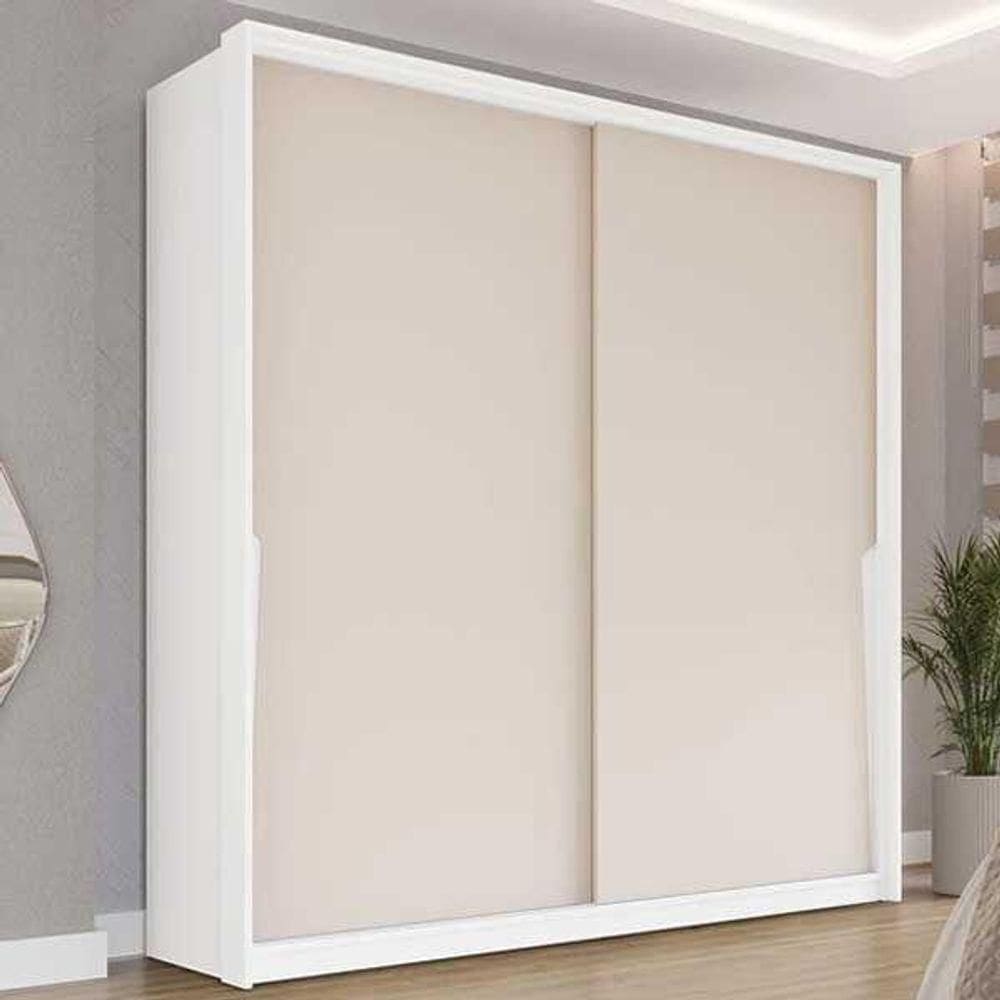 Guarda Roupas 2 Portas De Correr E 2 Gavetas Porto Branco/creme - Politorno