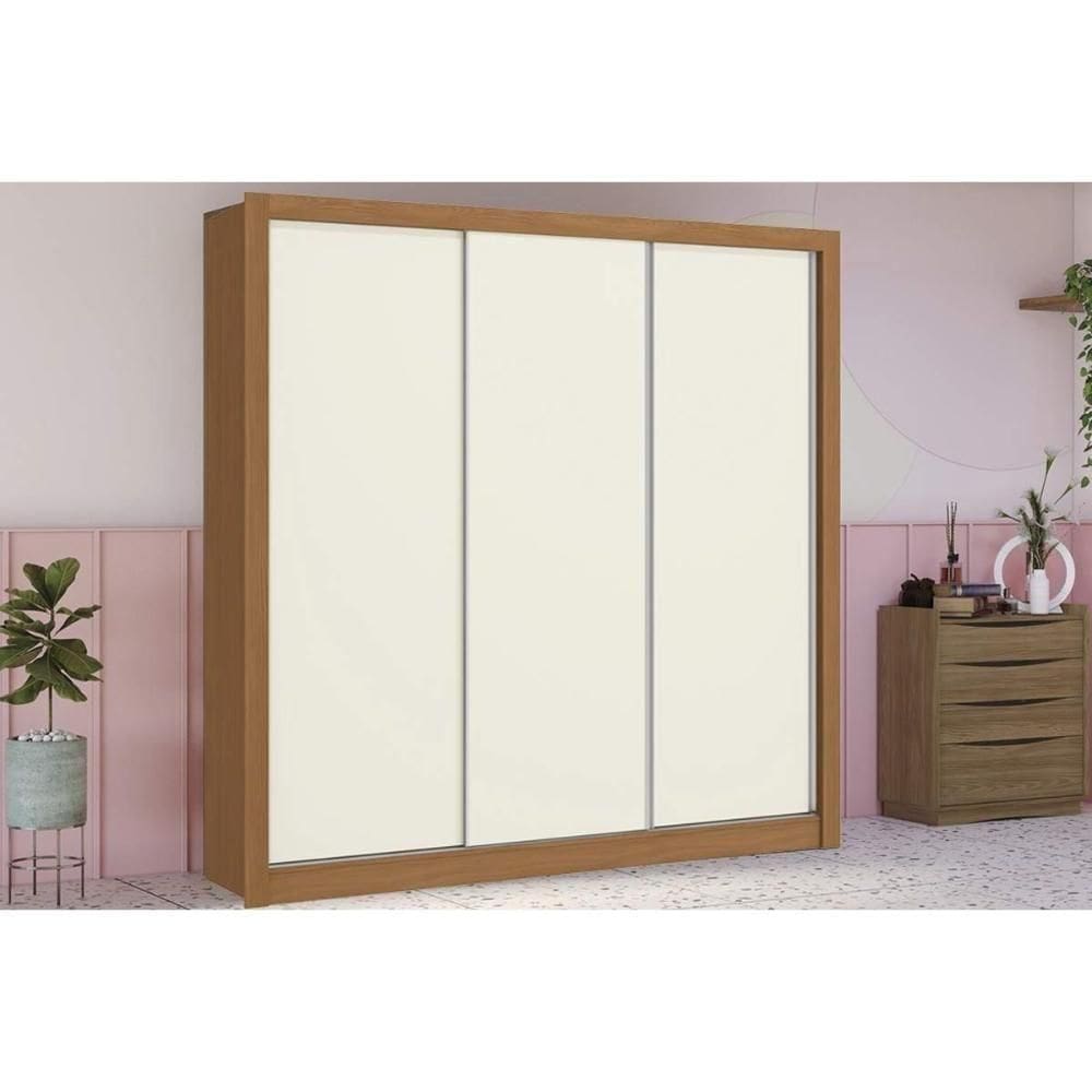 Guarda Roupas 3 Portas De Correr De E 2 Gavetas M570 Flex Canela/canela Ou Off White - Kappesberg