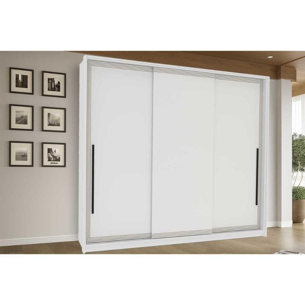 Guarda Roupas 3 Portas De Correr De E 4 Gavetas Valência Branco - Politorno