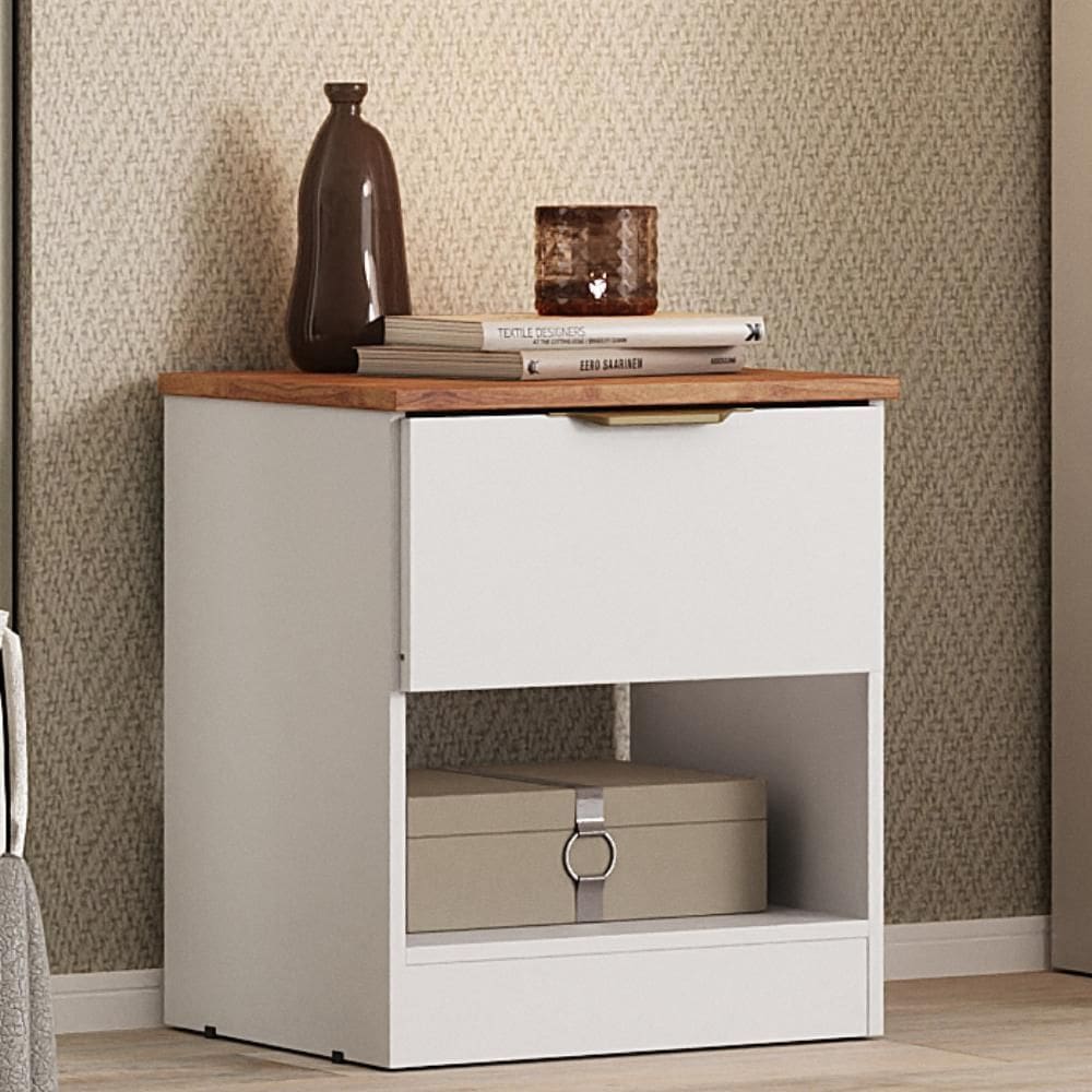 Mesa Lateral Milan 1 Gaveta Carraro Branco