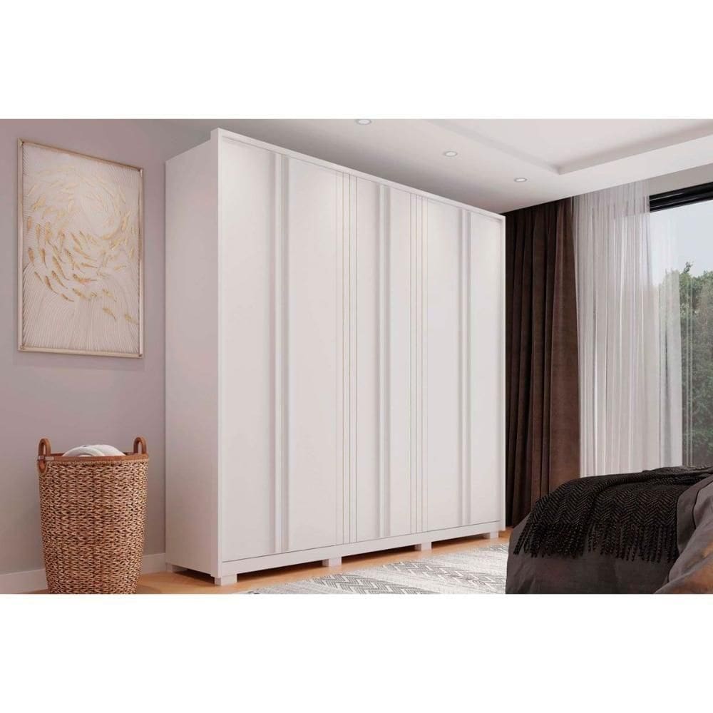 Guarda Roupa 6 Portas E 4 Gavetas Mozart Branco Fosco - Caemmun