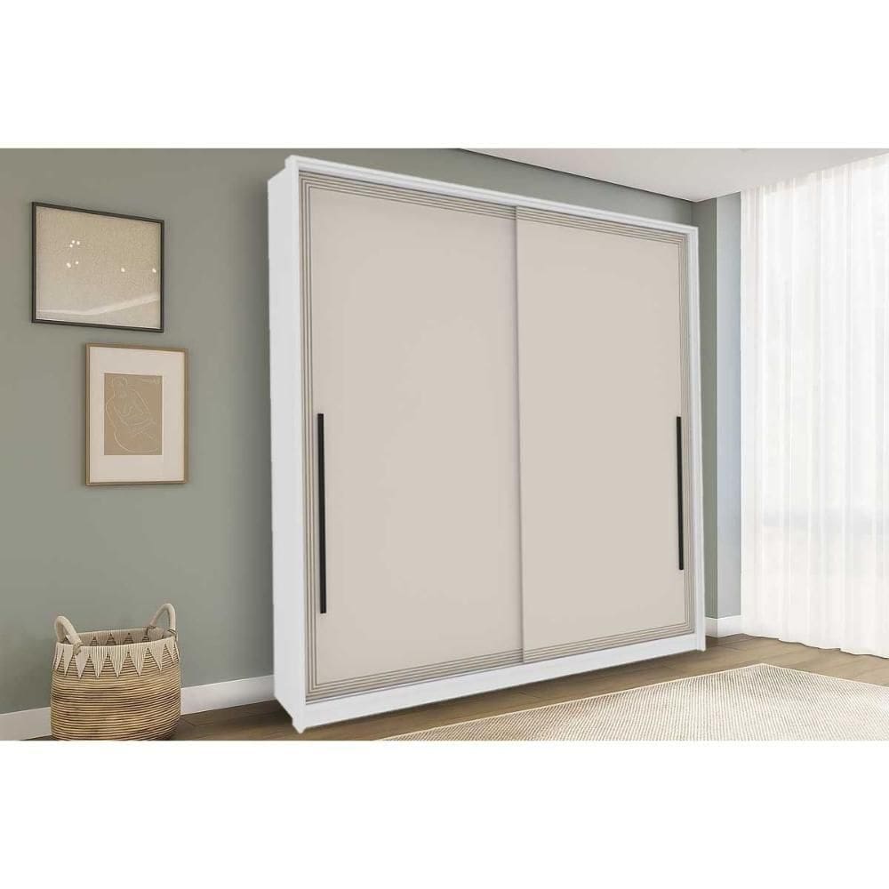 Guarda Roupas 2 Portas De Correr E 2 Gavetas Valência Branco/creme - Politorno