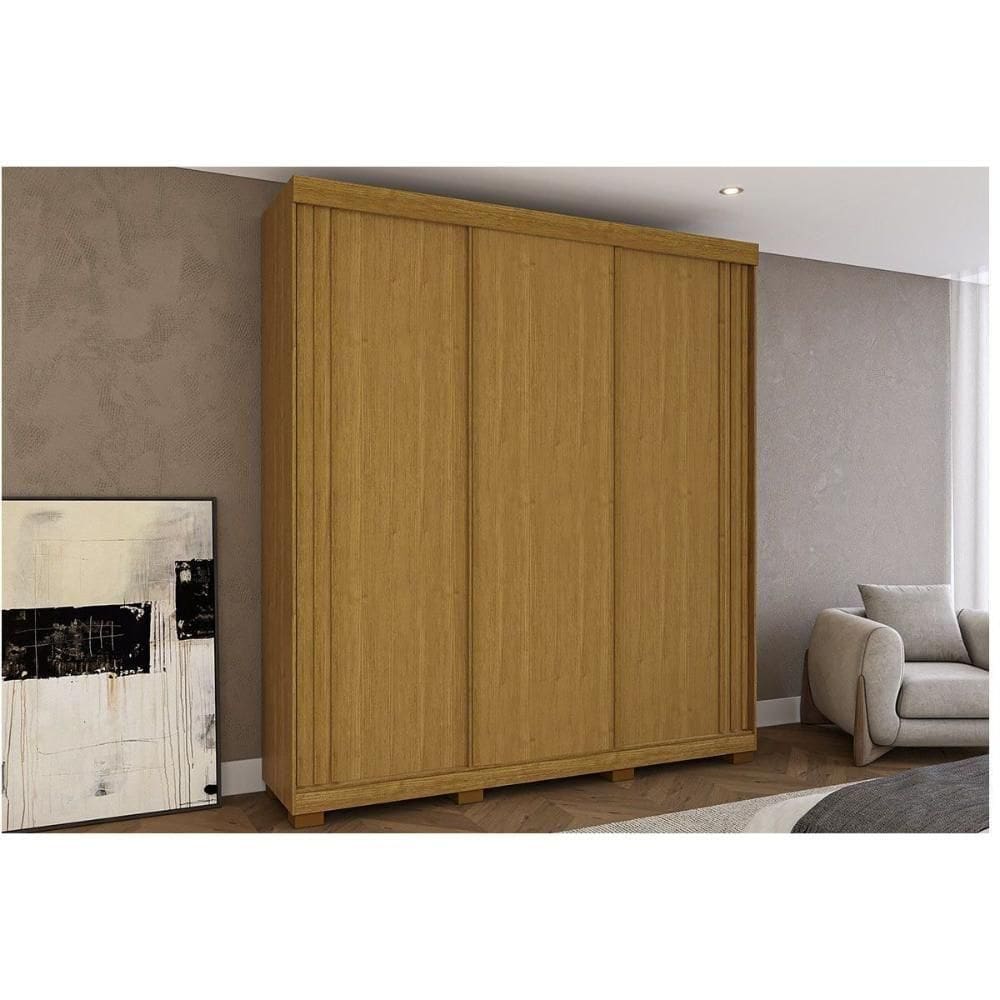 Guarda Roupa Casal 3 Portas De Correr E 4 Gavetas Deise Flex Cinamomo/cinamomo Ou Off White - Acp