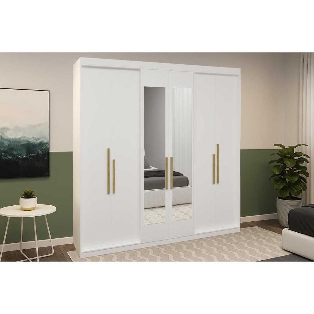 Guarda Roupa Casal 6 Portas (2 C/ Espelho) E 2 Gavetas Ph 1804 Branco - Herval