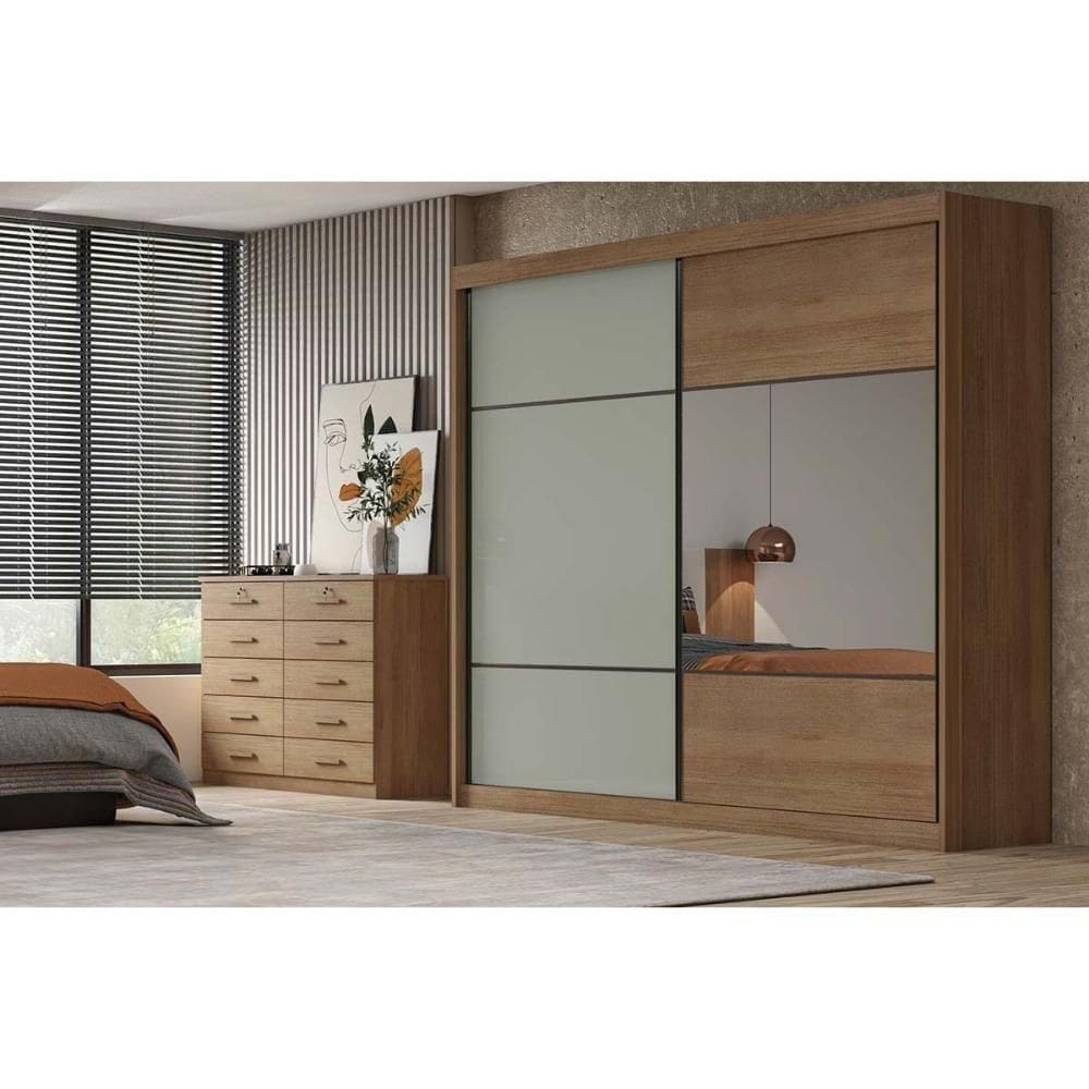 Guarda Roupa Casal 2 Portas E 8 Gavetas Belmonte/brusque Cumaru/fendi 25 - Horizonte