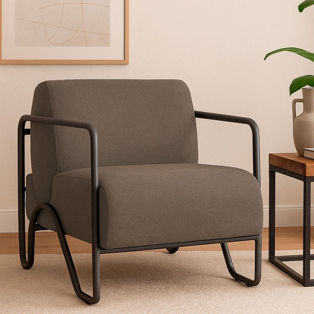 Poltrona Medelin com Pe em Metal Movellu Home