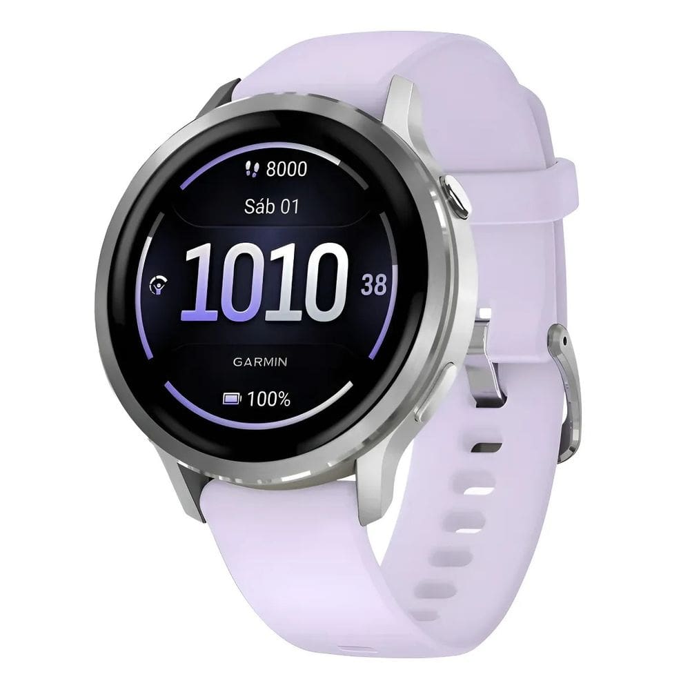 GPS Garmin Venu 4 Prata com Pulseira de Silicone Lavanda 41mm