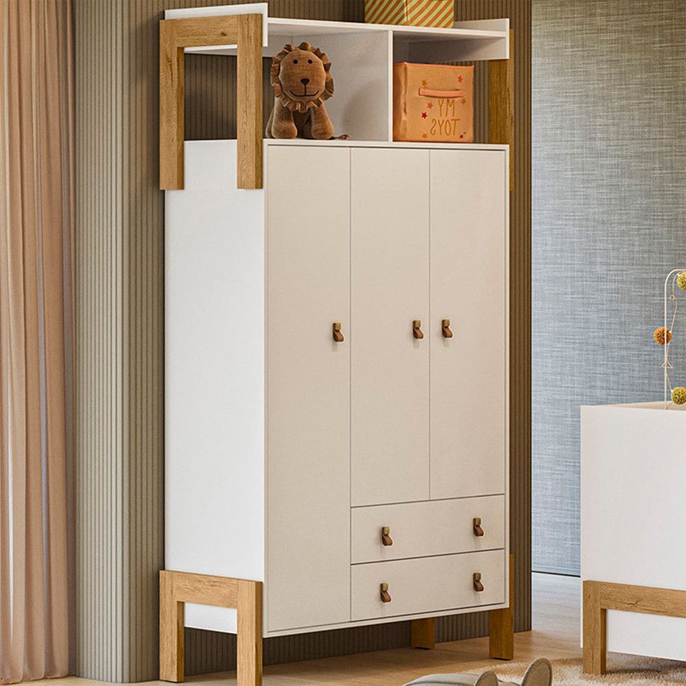 Guarda Roupa Fantasia 3 Portas e 2 Gavetas Com Nicho Mdf/Mdf Qmovi