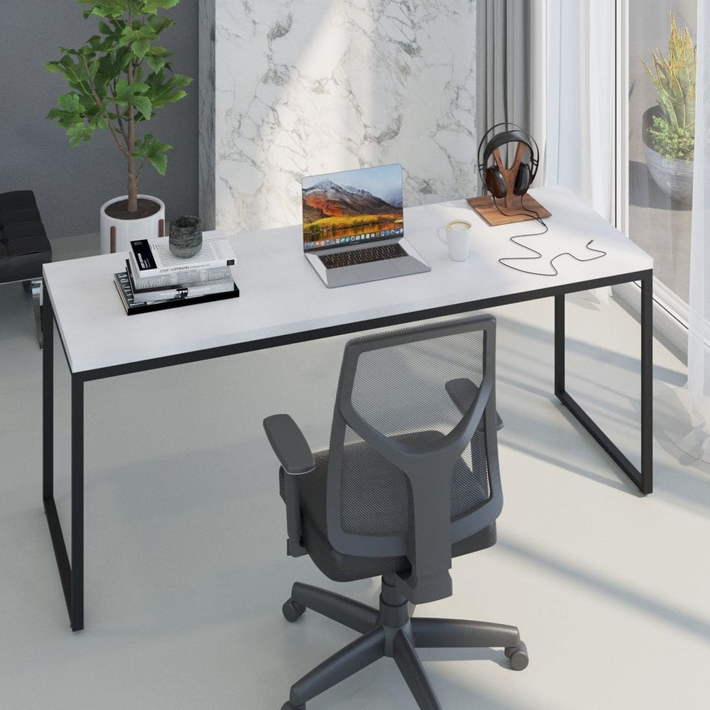 Escrivaninha Studio 75x180cm Dynamica Branco Chess/Preto