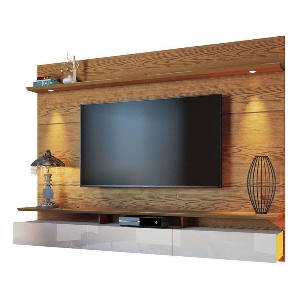 Home Suspenso Decore Led 2.2 Freijó Com Off White - Imcal Móveis