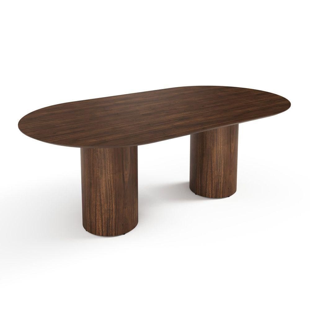 Mesa De Jantar West 270cm X 100cm 10 Lugares Lâmina Natural De Madeira Castanho