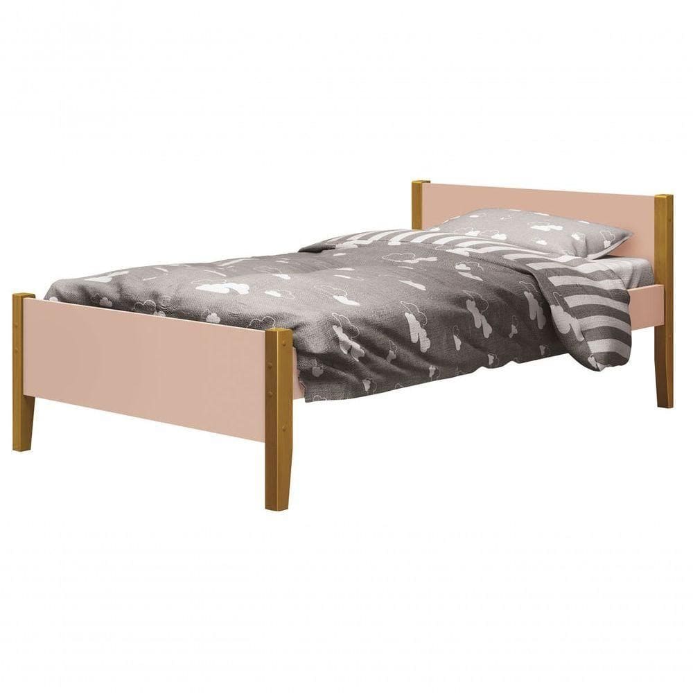Cama Babá Solteiro Simba Rosa Fosco Com Madeira - Moveisaqui