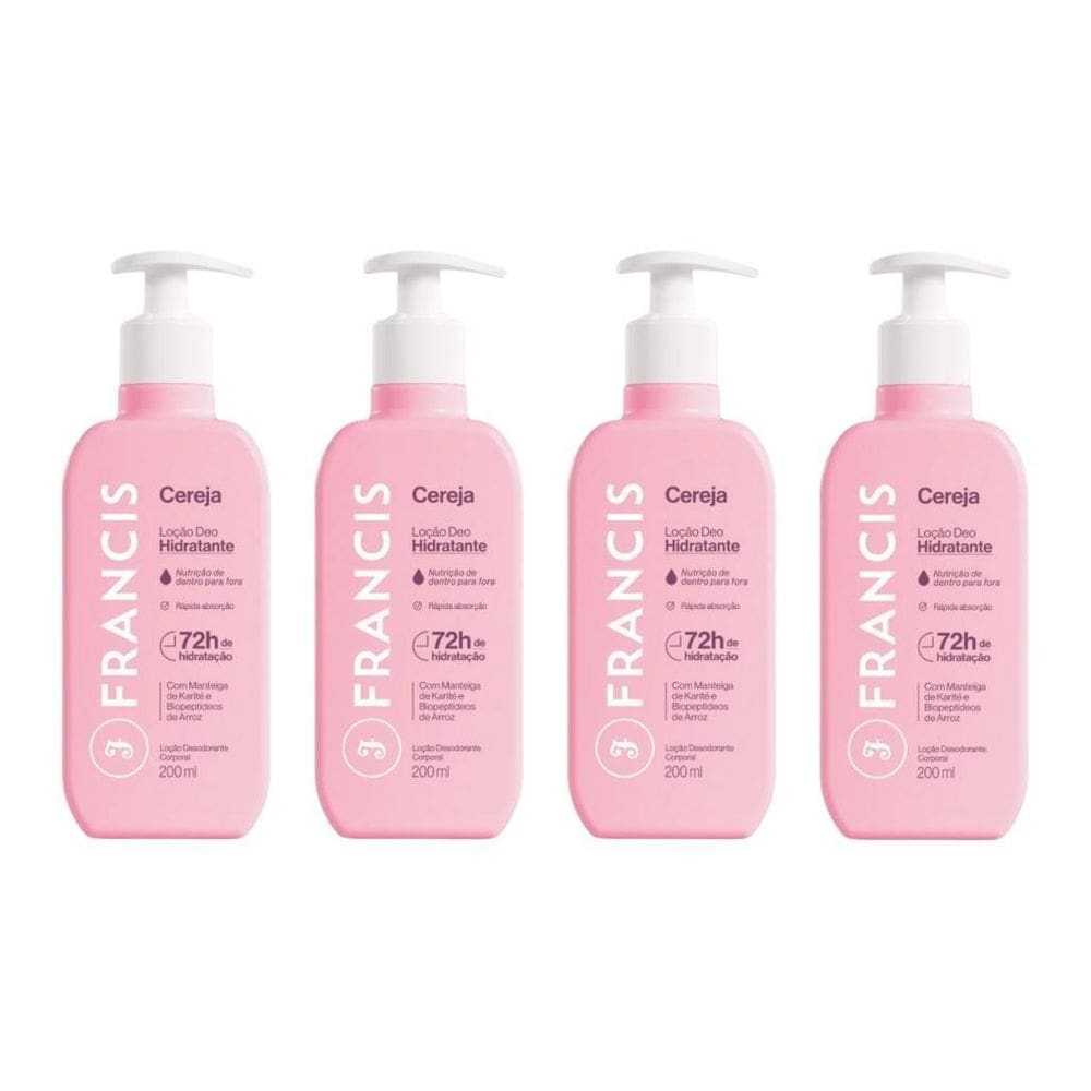 Hidratante Corporal Francis 200Ml Rosa - Kit C/4Un