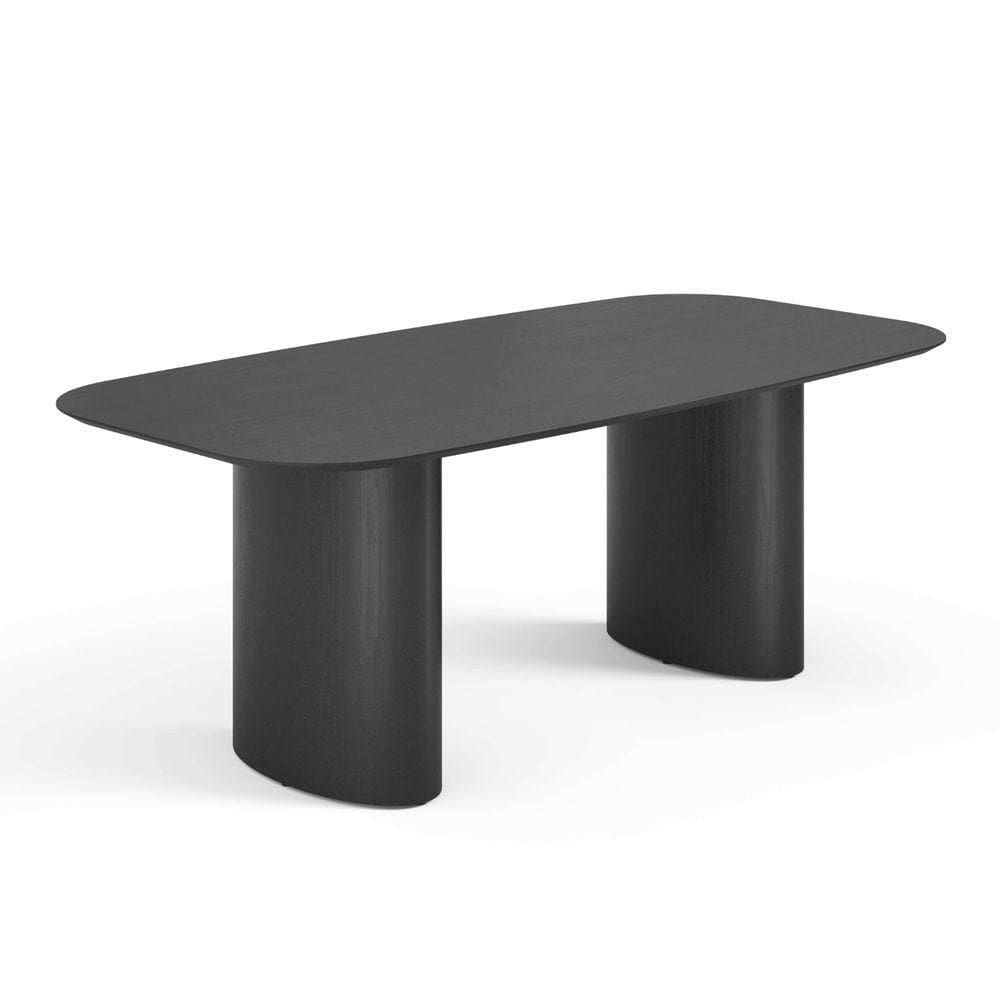 Mesa De Jantar Orgânica Tivoli 220cm X 110cm 8 Lugares Lamina Cinamomo Preto