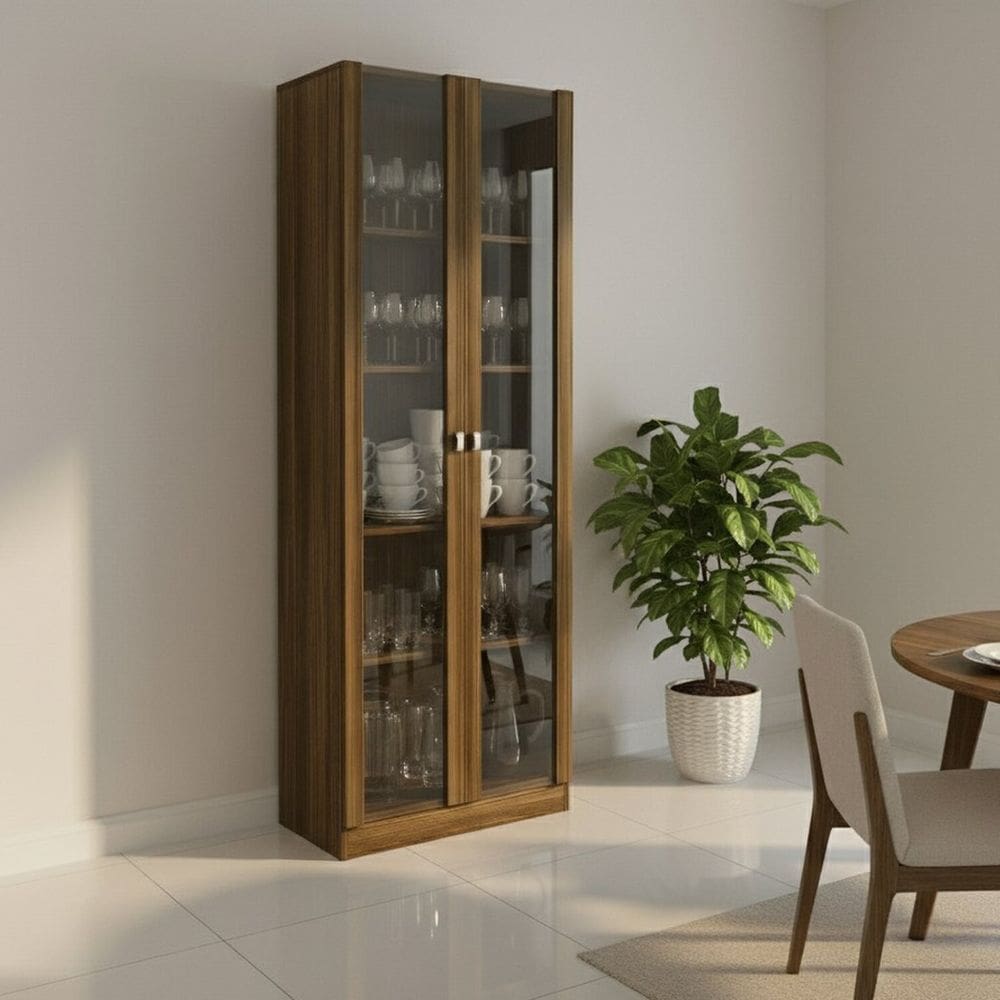 Cristaleira 2 Portas de Vidro e 4 Prateleiras Catarina Nogal