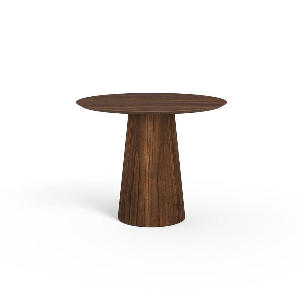 Mesa De Jantar Redonda 100cm Scandi 4 Lugares Lamina Natural De Madeira Castanho
