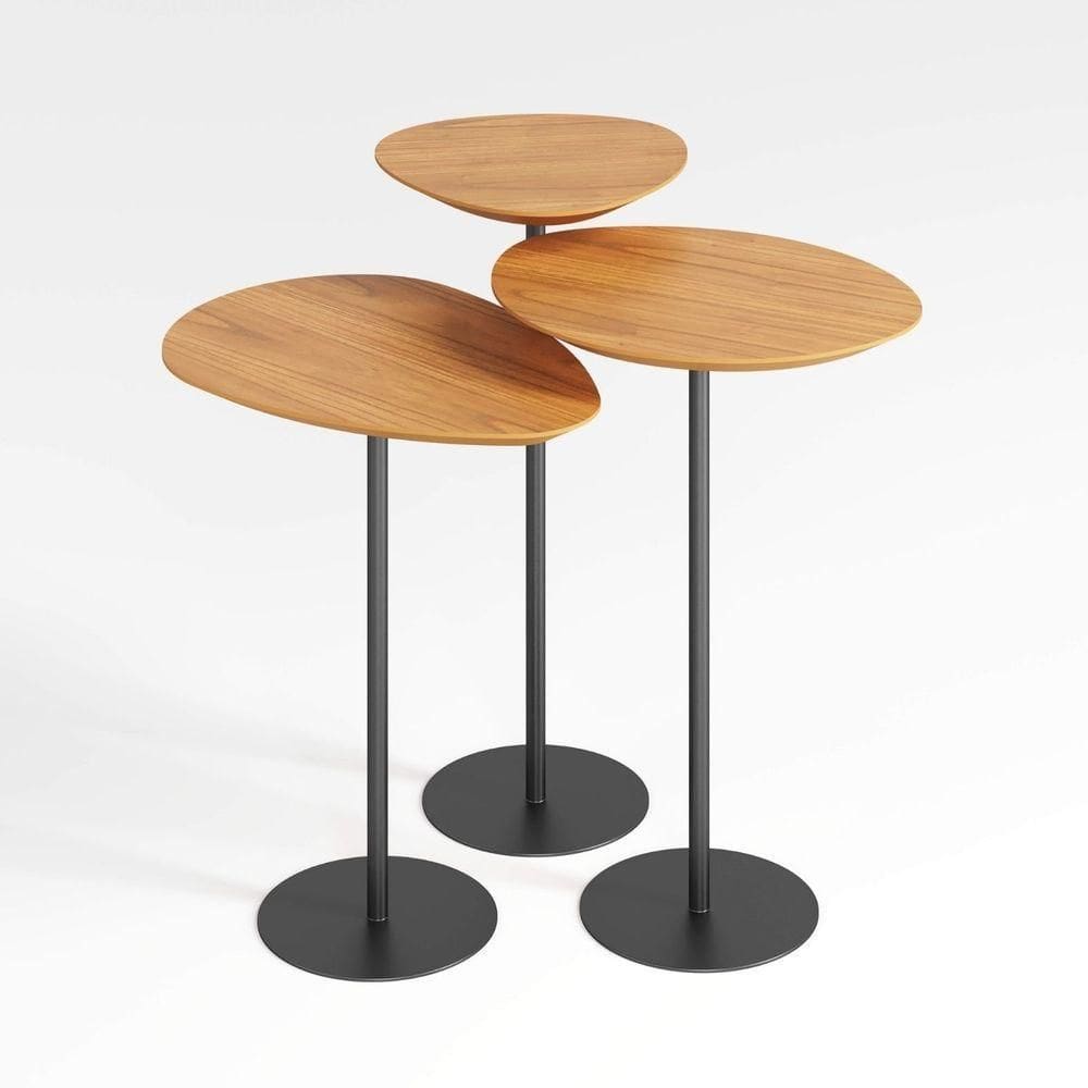 Conjunto De 3 Mesas Laterais Orgânicas Kaleo Base Preta Tampo