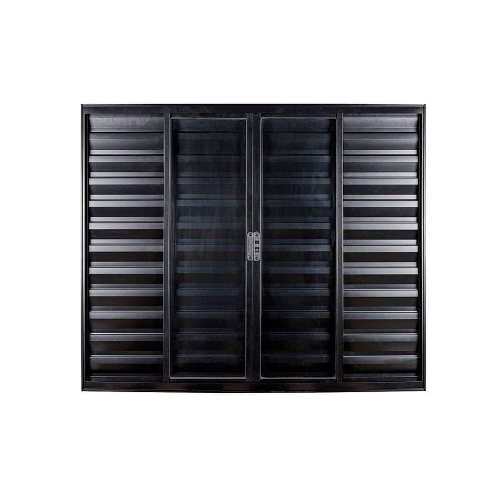 Janela Veneziana 6 Folhas Central sem Grade Vidro Liso 100x100cm Ecosul Esquadrisul