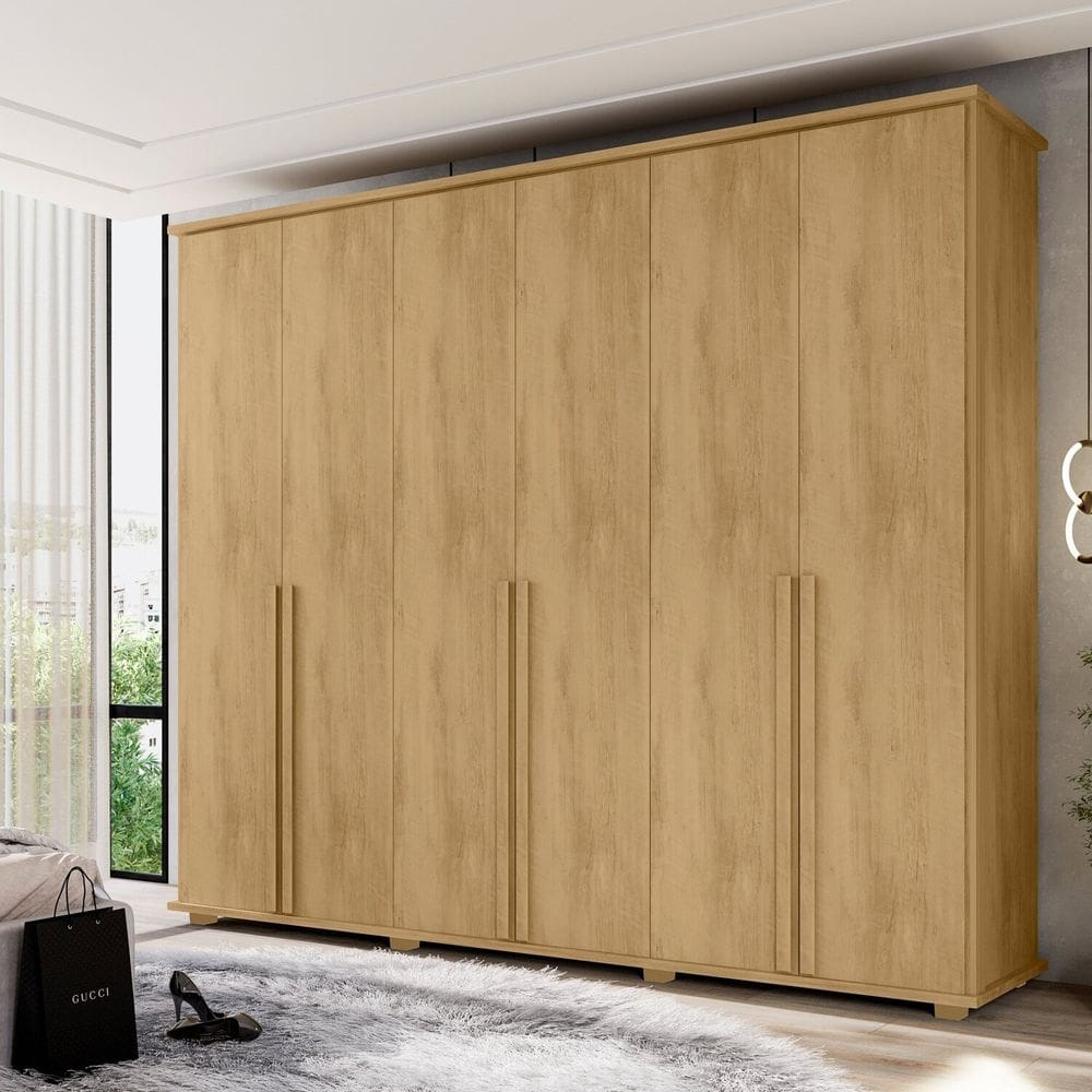 Guarda-roupa Casal 6 Portas com 4 Gavetas Internas Estrela Cinamomo