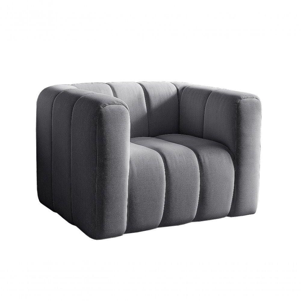 Poltrona Mona Decorativa Confortável Moderna Sala De Estar - Linho Cinza 320