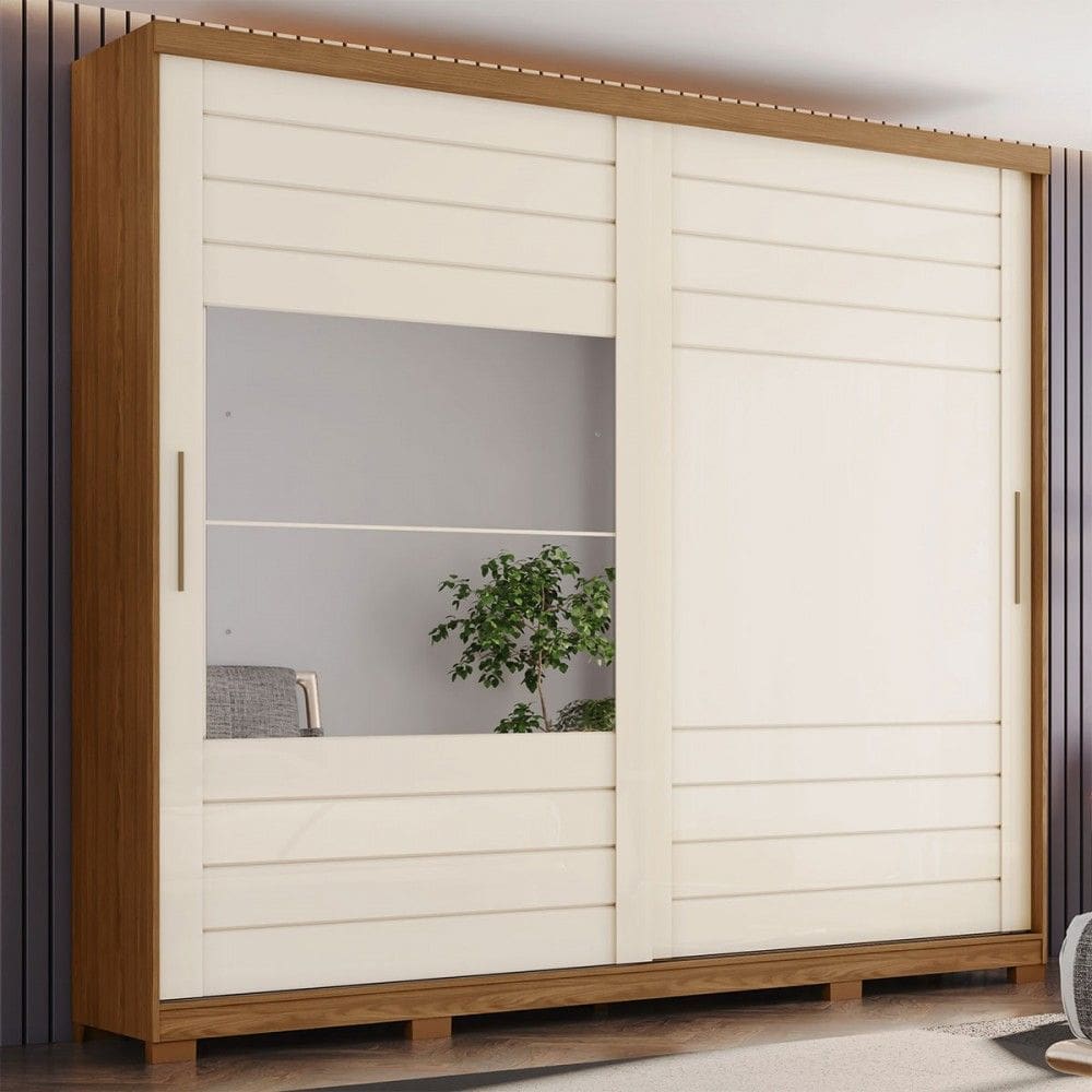 Guarda-Roupa Casal Cayman 2 Portas 6 Gavetas 100% Mdf Natural/ Off White - Henn