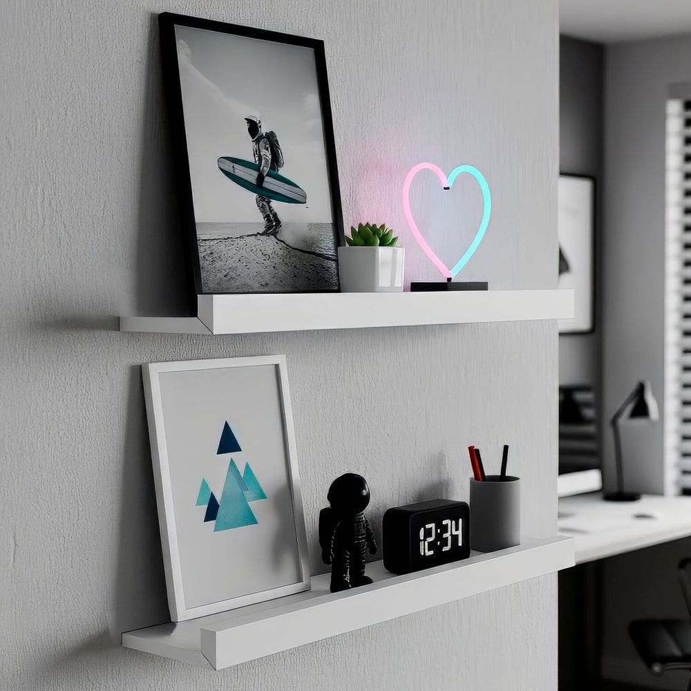 Kit 2 Prateleiras para Quarto 60cm X 12cm Quadro Branco