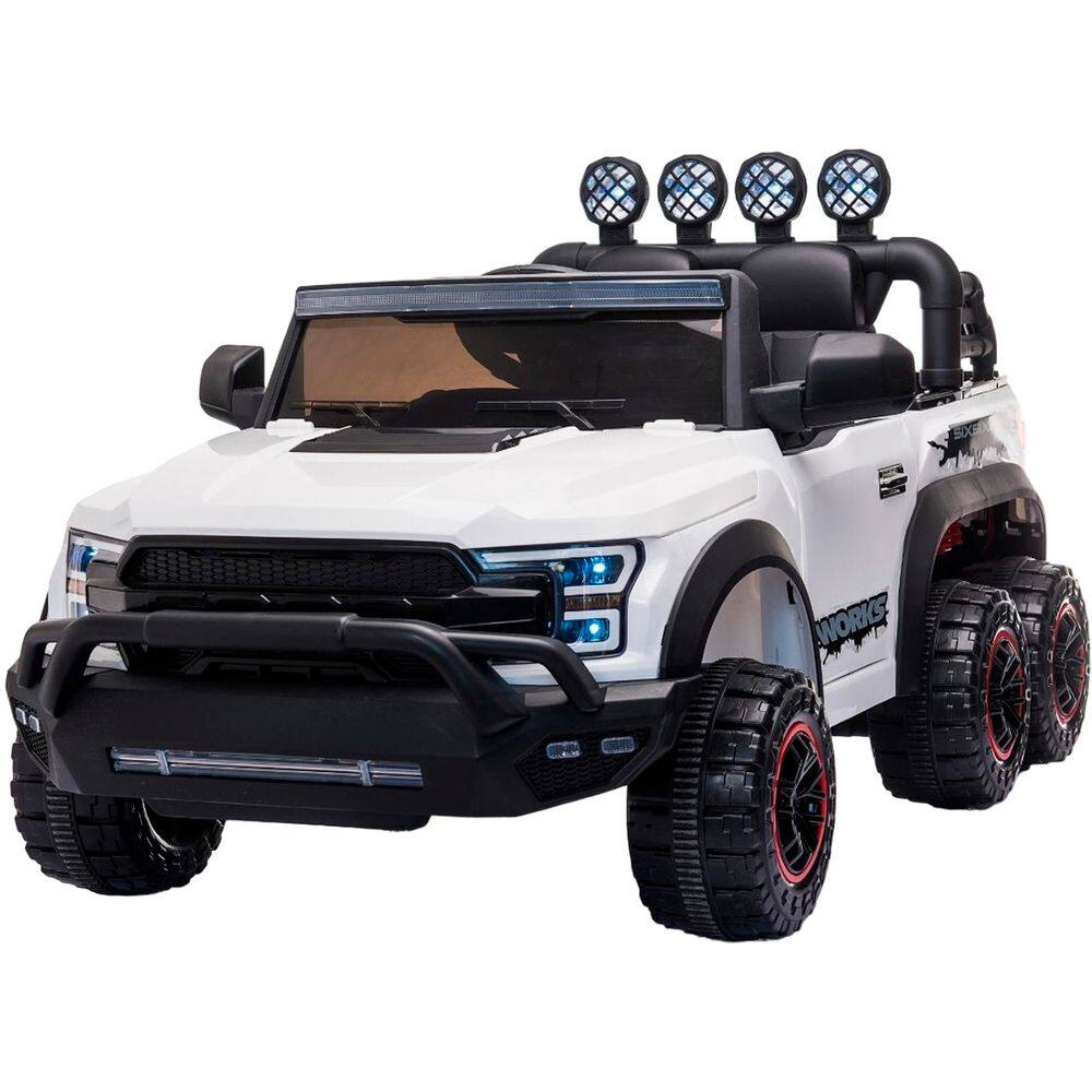 Mini Caminhonete Picape 6 Rodas Carro Elétrico Infantil Bateria 12V Branca Importway Bw-239br