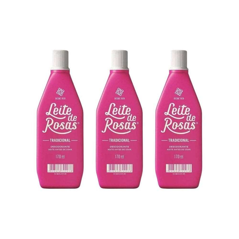 Leite De Rosas 170Ml Tradicional - Kit Com 3Un