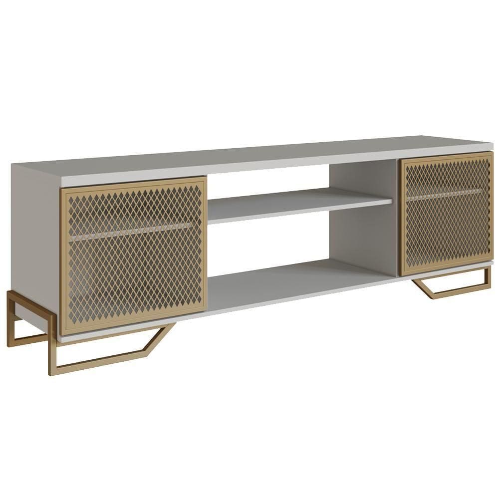 Rack Industrial 180 Cm 2 Portas Com Tela Em Metal 1027 Arenas Dourado Pp