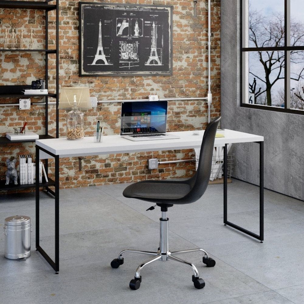 Mesa de Escritório Studio 150cm Dynamica Branco Chess/Preto