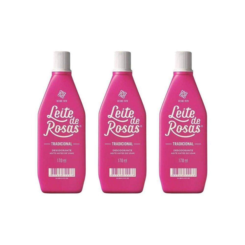 Leite De Rosas 170Ml Tradicional - Kit Com 3Un