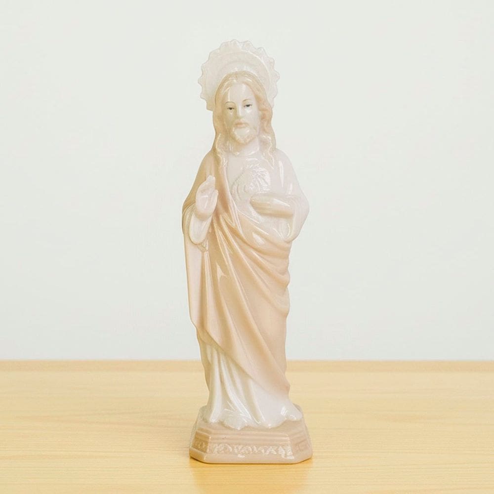 Imagem Sagrado Coração De Jesus Em Cerâmica Enfeite De 22cm