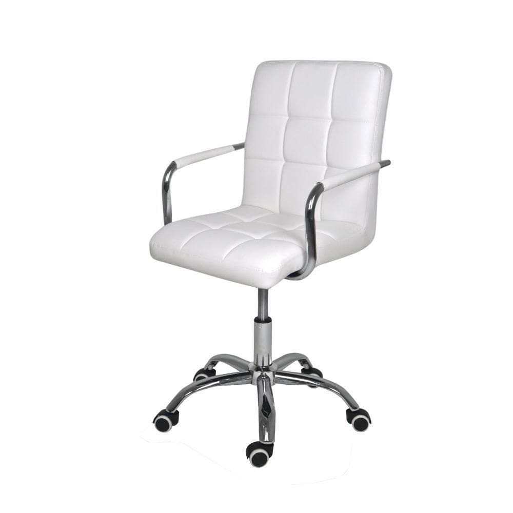 Cadeira Escritório Home Office Gomos Confort Estofada Base Giratória Cromada Com Regulagem Branco