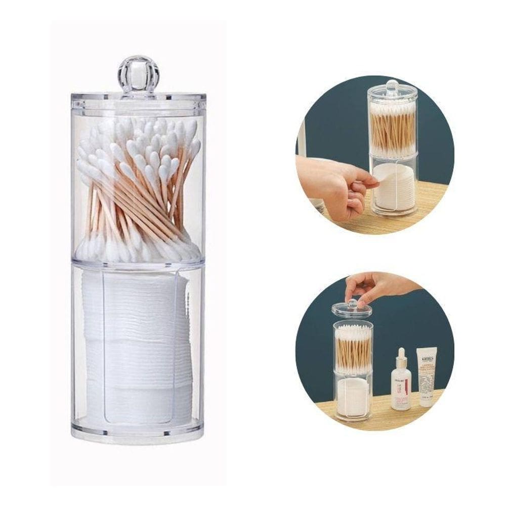 Porta Disco De Algodão E Cotonetes Pote Organizador Multiuso