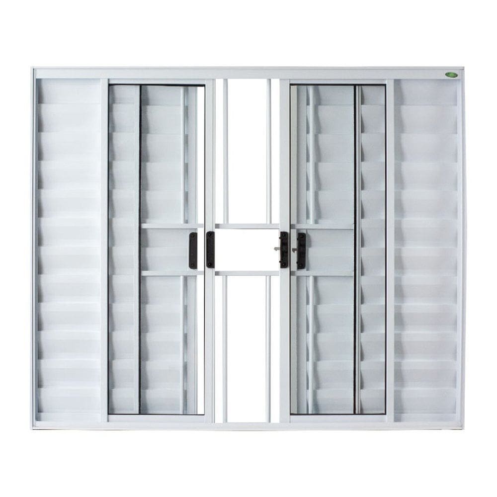 Janela Veneziana 6 Folhas Central com Grade Vidro Liso 100x100 Ecosul Esquadrisul