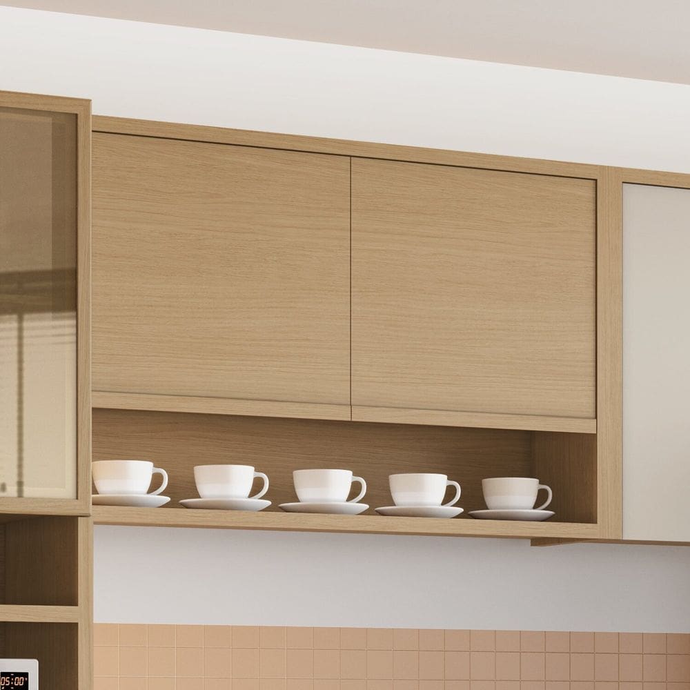 Armário Aéreo 2 Portas com Nicho 120cm 100% Mdf Condessa Carvalho