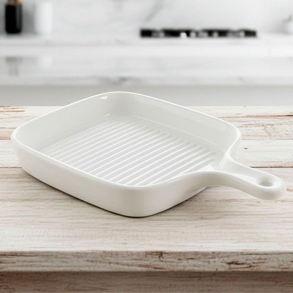 Travessa Quadrada Petisqueira Assadeira Servir Cerâmica 20cm
