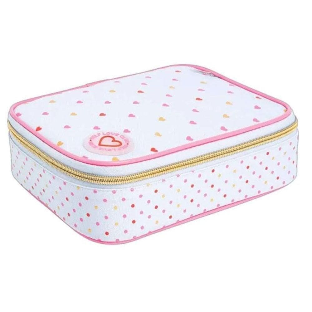 Estojo Escolar Infantil Box Académie Coração Metalizado Azul - Tilibra