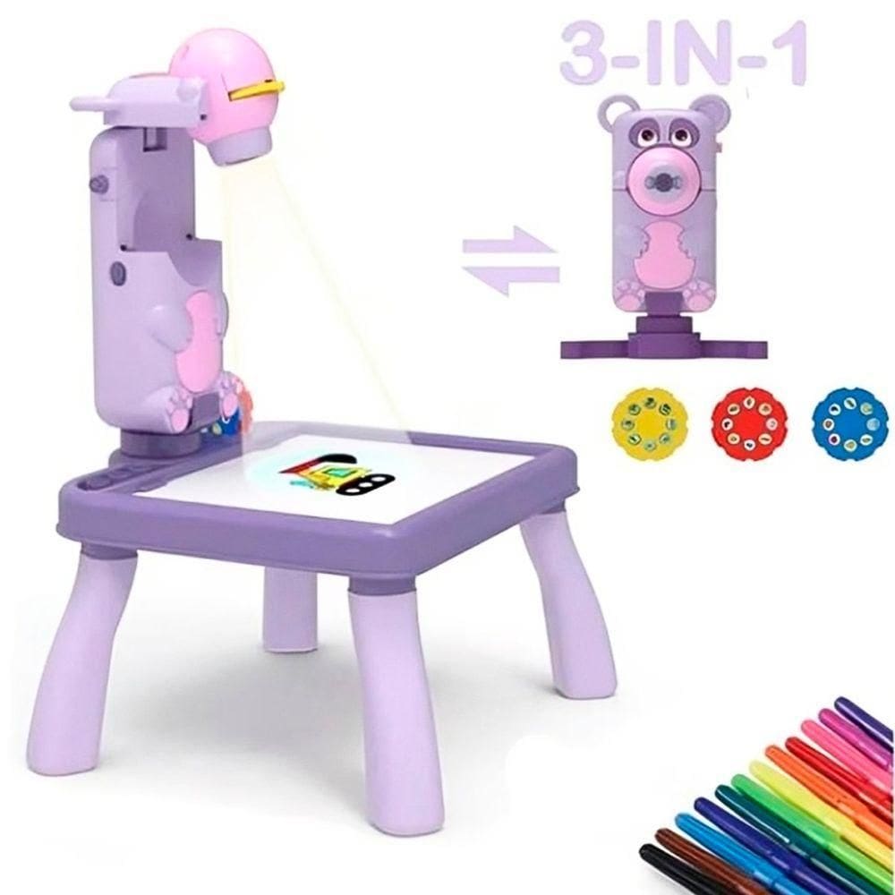 Brinquedo Mesa Magica Pintura Projetor Led Desenho Divertido Lilás