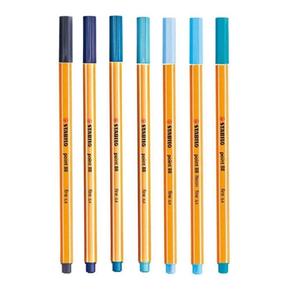 Caneta Fineliner 0.4mm Point 88 7 Tons De Azul - Stabilo