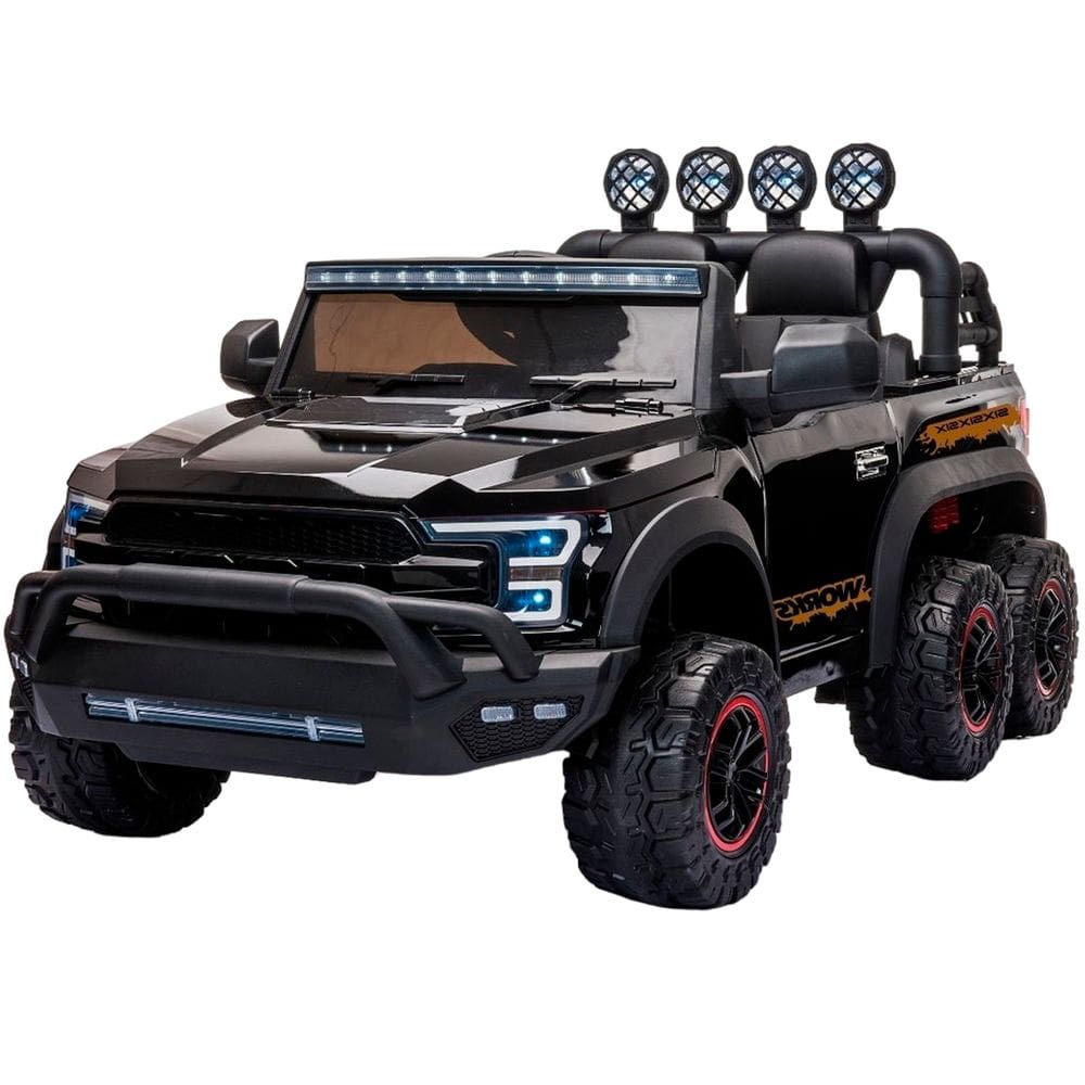 Mini Caminhonete Picape 6 Rodas Carro Elétrico Infantil Bateria 12V Preta Importway Bw-239pt