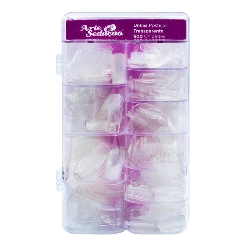 2X Unhas Postiças Transparente 500 Unidades, Arte Sedução