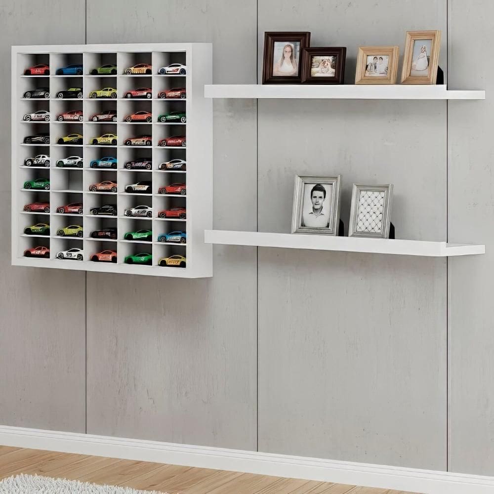 Conjunto Estante para Miniaturas com 2 Porta Quadros Branco